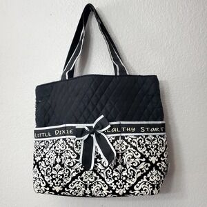 Ever Moda ● Damask Quilted Tote Bag/Diaper Bag ● Black & White